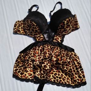 Leopard print sexy apron lingerie
